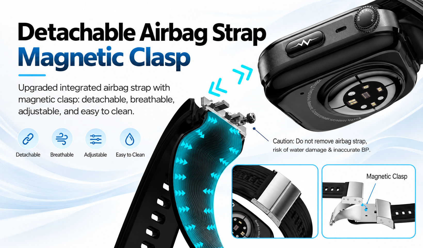 S191 Air Pump Blood Pressure Smartwatch with ECG, AMOLED Display & AI Health Management product detail