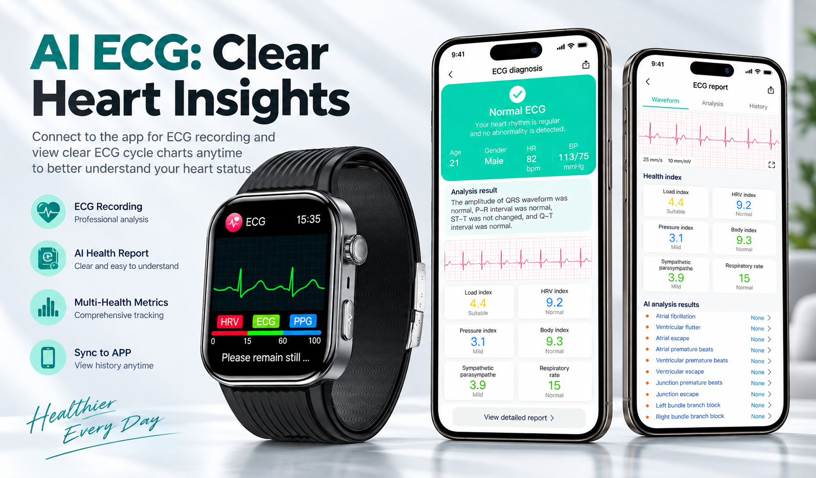 S191 Air Pump Blood Pressure Smartwatch with ECG, AMOLED Display & AI Health Management product detail