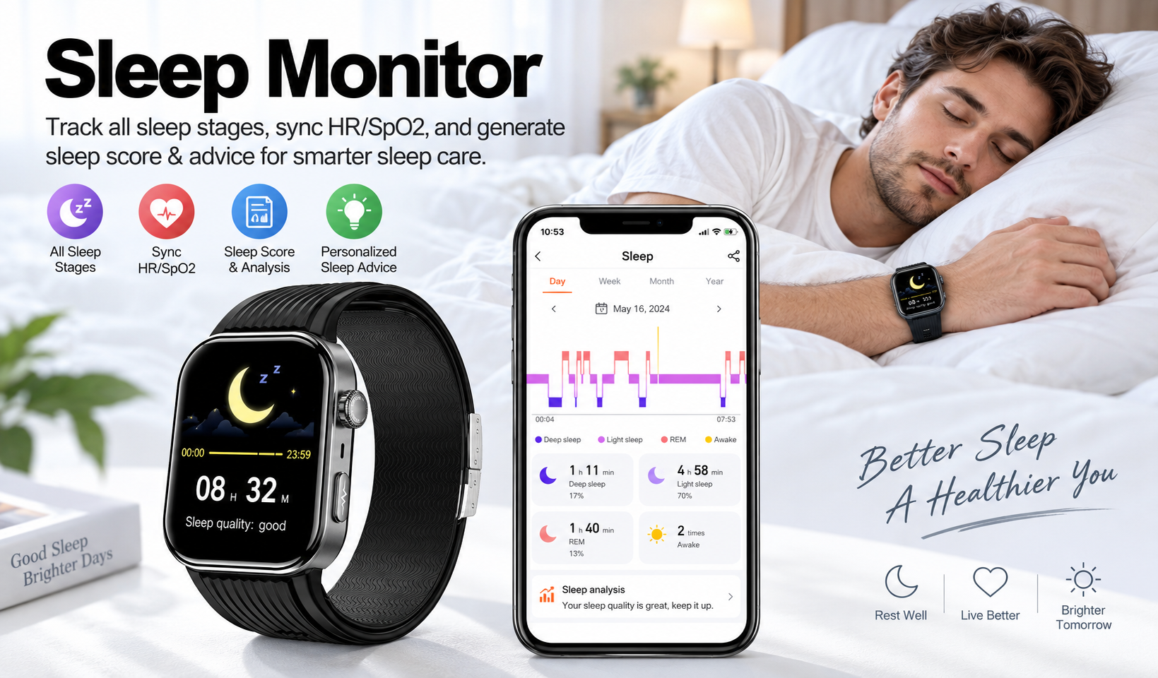 S191 Air Pump Blood Pressure Smartwatch with ECG, AMOLED Display & AI Health Management product detail