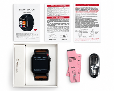 Smart watch accessories including charging cable, extra strap, insert card and protective film